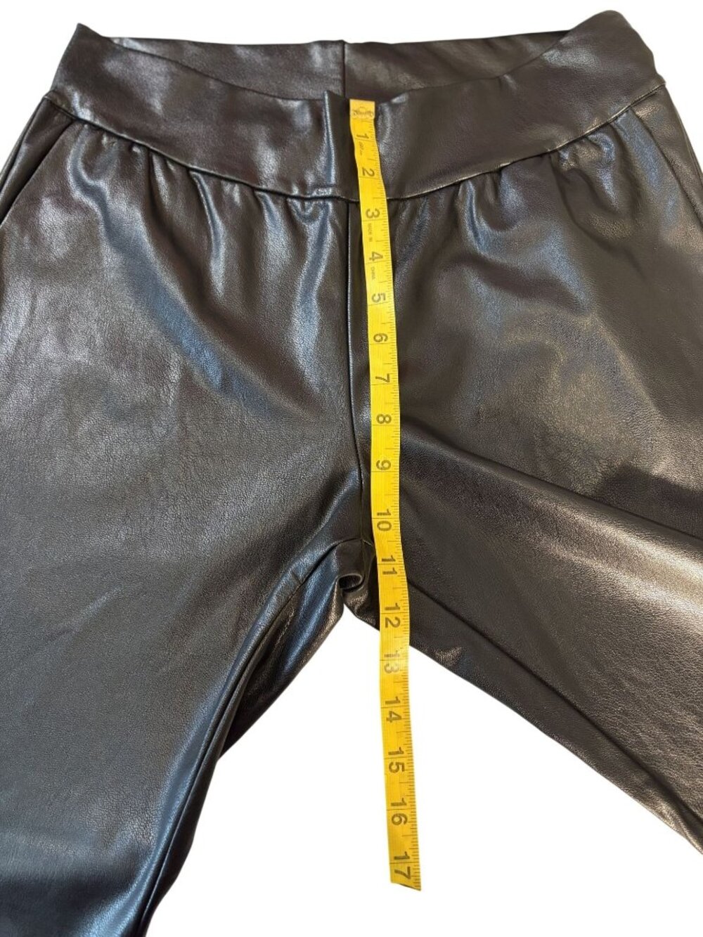 Commando Black Faux Leather Jogger Pants With Elastic Waistband & Cuffed Ankles - Picture 6 of 13